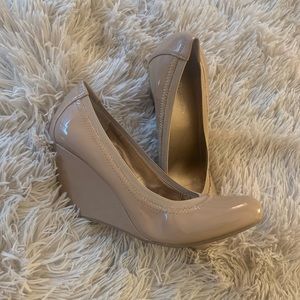 BCBG Nude Wedge Heels | Size 8